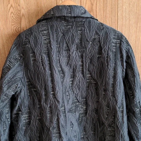 Caroline Rose Textured Jacquard Stand Collar Open-Front Jacket Size S
